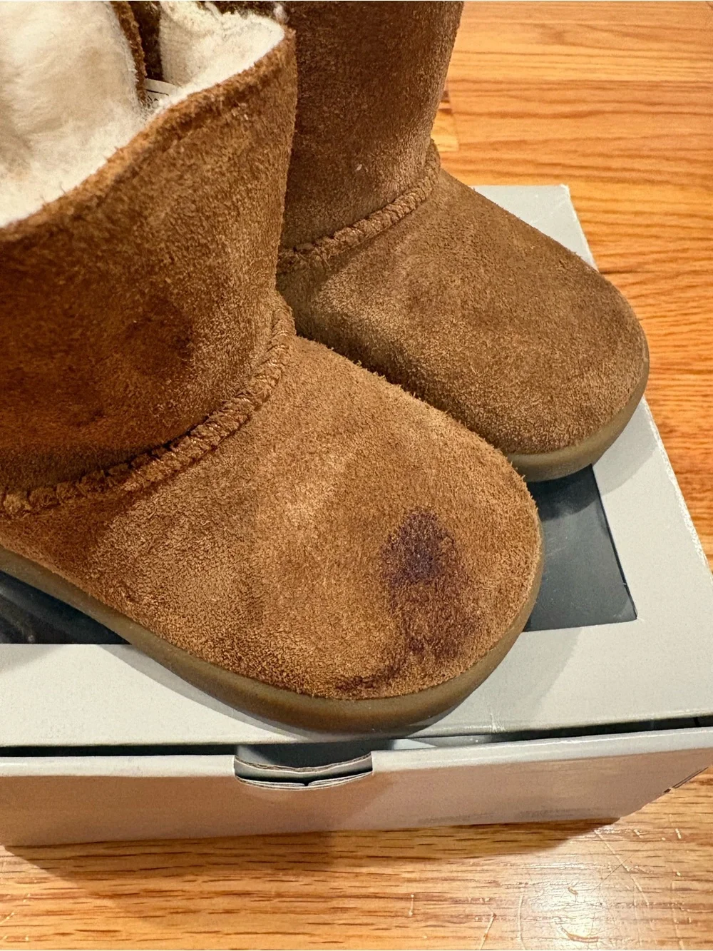 UGG Chestnut Suede Shearling-Lined Toddler Boots